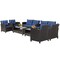 Costway 8 PCS Patio Rattan Furniture Set Glass Table Shelf Sofa Cushion